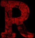 letter r font in grunge horror style with cracked texture