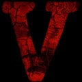 letter v font in grunge horror style with cracked texture