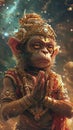 Illustration of Hanuman - hindu God, king of monkeys Royalty Free Stock Photo