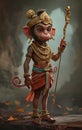 Illustration of Hanuman - hindu God, king of monkeys Royalty Free Stock Photo