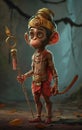 Illustration of Hanuman - hindu God, king of monkeys Royalty Free Stock Photo