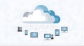 Cloud Computing Network Diagram Devices Connecting to Cloud Storage and Server Royalty Free Stock Photo