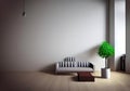 Illustration of a Tranquil Minimalistic Living Room with Natural Accents