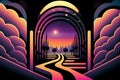 Road to the portal to another world, colorful illustration, Generative AI