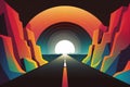 Road to the portal to another world, colorful illustration, Generative AI