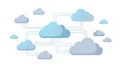 An illustration of interconnected cloud computing services on a white background Royalty Free Stock Photo