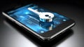 Secure your digital world with a smartphone and a digital key. This illustration represents security Royalty Free Stock Photo