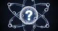An illustration depicts a stylized atomic model with a central sphere containing a large Royalty Free Stock Photo