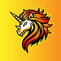 Fantasy Unicorn with Two-horned Logo Vector Illustration