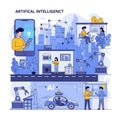 Illustration depicts various applications of artificial intelligence Royalty Free Stock Photo