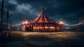 The illustration depicts a vibrant circus scene under the iconic big top tent. Royalty Free Stock Photo