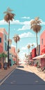 2d Flat Illustration Of Venice Beach Scene