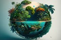 Huge tropical nature on a small radius planet Royalty Free Stock Photo