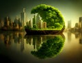 The green earth globe for future human sustainability. Green economy for future. Generated AI