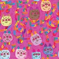 Music cat cute seamless pattern Royalty Free Stock Photo