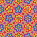 Rainbow flower symmetry diamond shape line kitchen seamless pattern Royalty Free Stock Photo