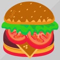 Burger cartoon fast food . cheeseburger or hamburger vector illustration Royalty Free Stock Photo