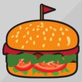 Burger cartoon fast food . cheeseburger or hamburger vector illustration Royalty Free Stock Photo