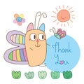 Butterfly cat card thank you Royalty Free Stock Photo