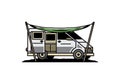 Van camper and flysheet illustration design