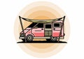 Van camper and flysheet illustration design