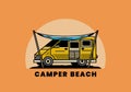 Van camper and flysheet illustration design