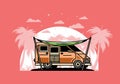 Van camper and flysheet illustration design