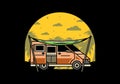 Van camper and flysheet illustration design