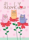 Cat love flower thank you card