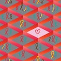 Chevron like box virus HIV HPV HSV12 Hep B C love one seamless pattern