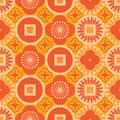 Chinese element coin orange Sakura seamless pattern