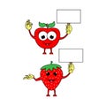 Illustration design of cute apple and strawberry character shapes