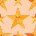 Double star inside golden glitter orange seamless pattern Royalty Free Stock Photo