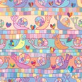 Snail love line seamless pattern