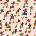 Music note star like follow seamless pattern Royalty Free Stock Photo