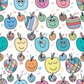 Apple cute cartoon doddle seamless pattern