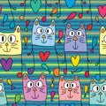 Cat music note extend seamless pattern Royalty Free Stock Photo