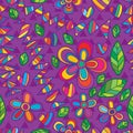 Flower style fashion triangle purple seamless pattern