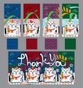 Maneki four bookmark thank you banner seamless set