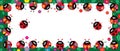 Ladybug colorful leaf flower banner