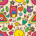 Monster cute natural seamless pattern