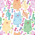 Music cat music note seamless pattern Royalty Free Stock Photo