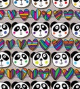 Panda head love horizontal seamless pattern Royalty Free Stock Photo