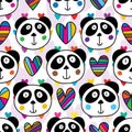 Panda head love many love seamless pattern