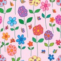 Flower branch butterfly pink seamless pattern Royalty Free Stock Photo