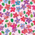 Flower style drawing many seamless pattern