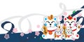 Maneki four sakura line banner