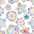 Flower symmetry many line pastel seamless pattern Royalty Free Stock Photo