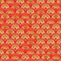 Half circle chinese coin new year seamless pattern