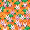 Half circle rabbit carrot seamless pattern Royalty Free Stock Photo